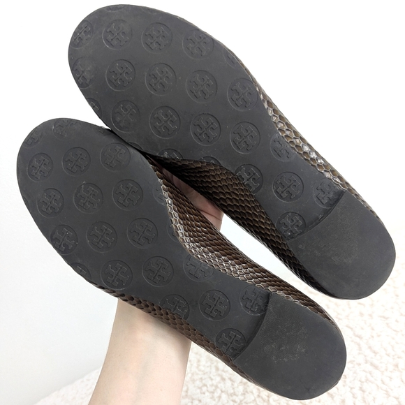 Tory Burch Ballet Flats in Brown Snakeskin-Embossed Genuine Leather - Picture 10 of 12